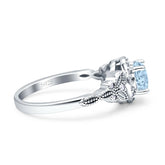Art Deco Round Butterfly Aquamarine Cubic Zirconia Ring
